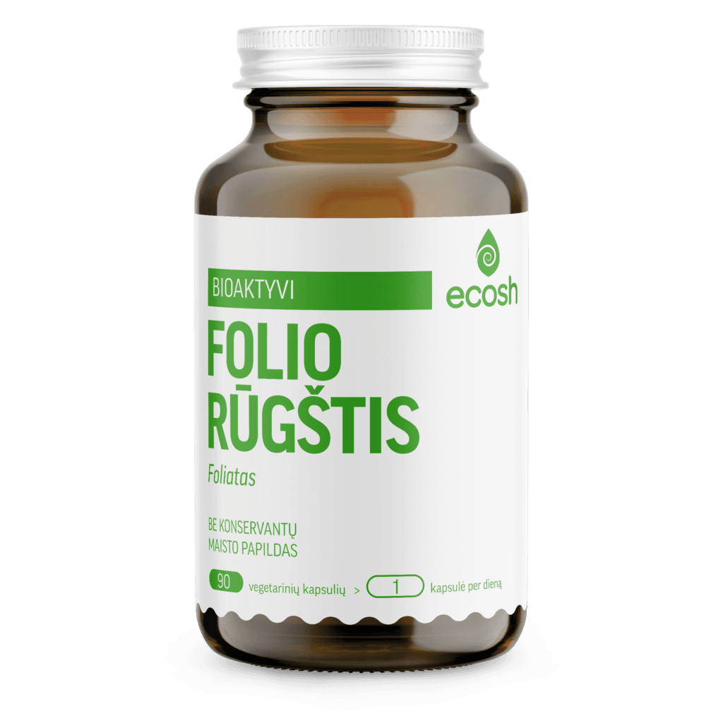 Bioaktyvi folio rūgštis (foliatas), 800µg, 90 kapsulių