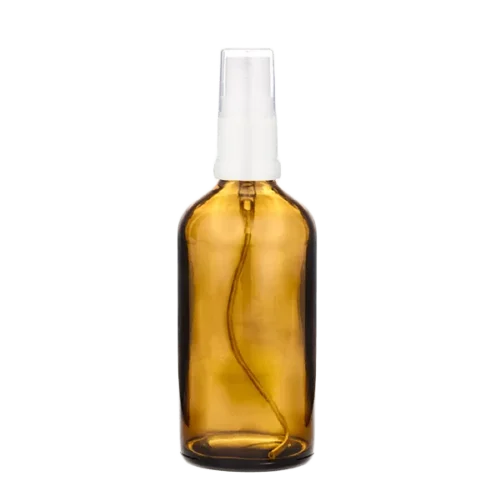 Rudas stiklinis buteliukas 100 ml + purkštuvas